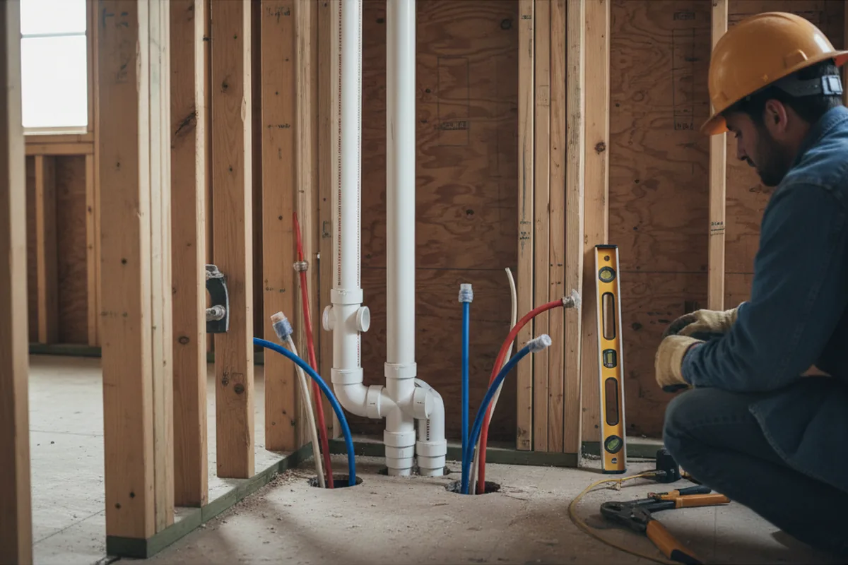 Drain and supply rough-in during Leak Detection in Cohasset
