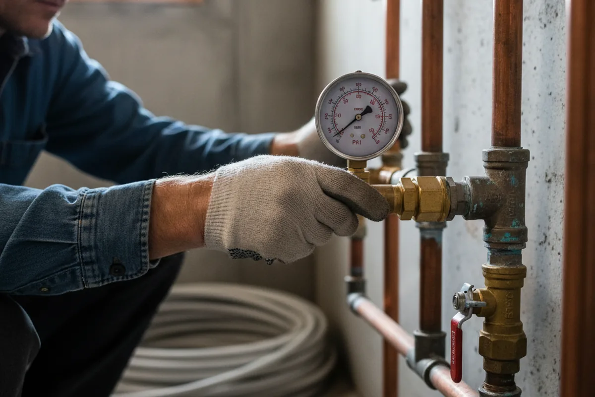 Pressure testing a repaired line during Water Line Repair in Cohasset